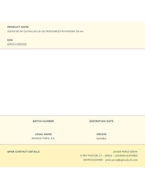 Juego de 50 cuchillas lb-50 troceables plateadas 18 mm