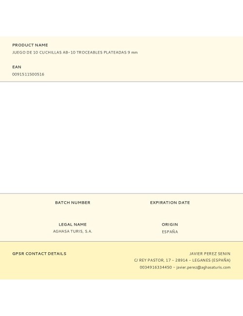 Juego de 10 cuchillas ab-10 troceables plateadas 9 mm