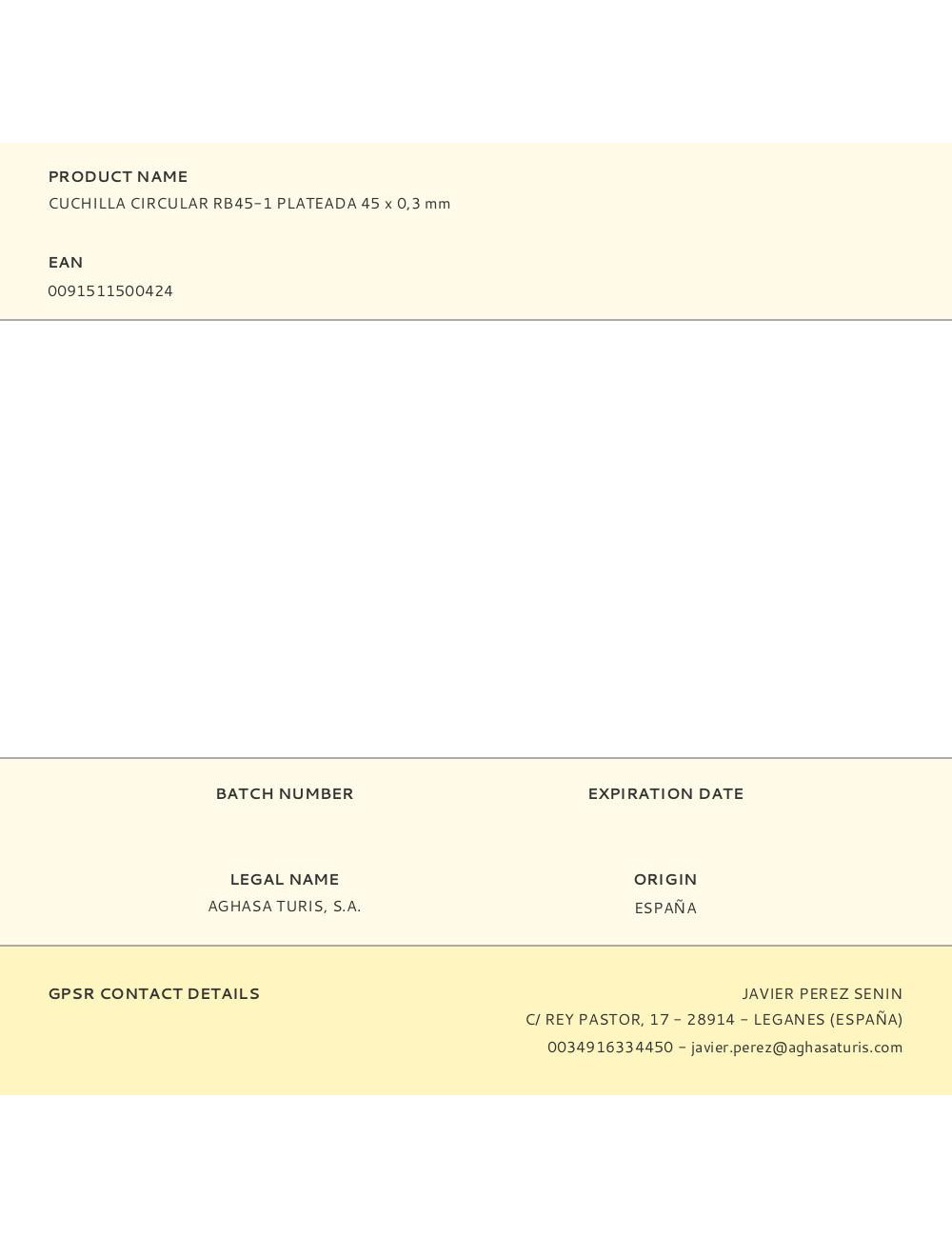 Cuchilla circular rb45-1 plateada 45 x 0,3 mm