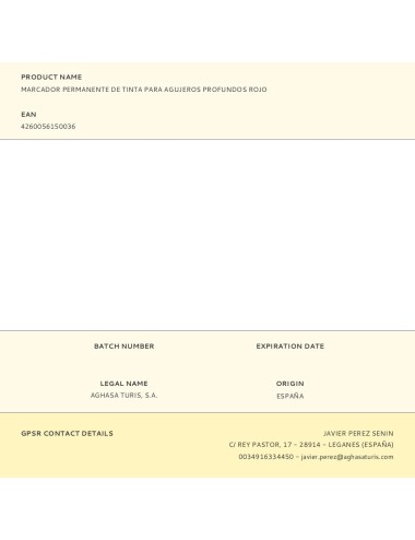 Marcador permanente de tinta para agujeros profundos rojo