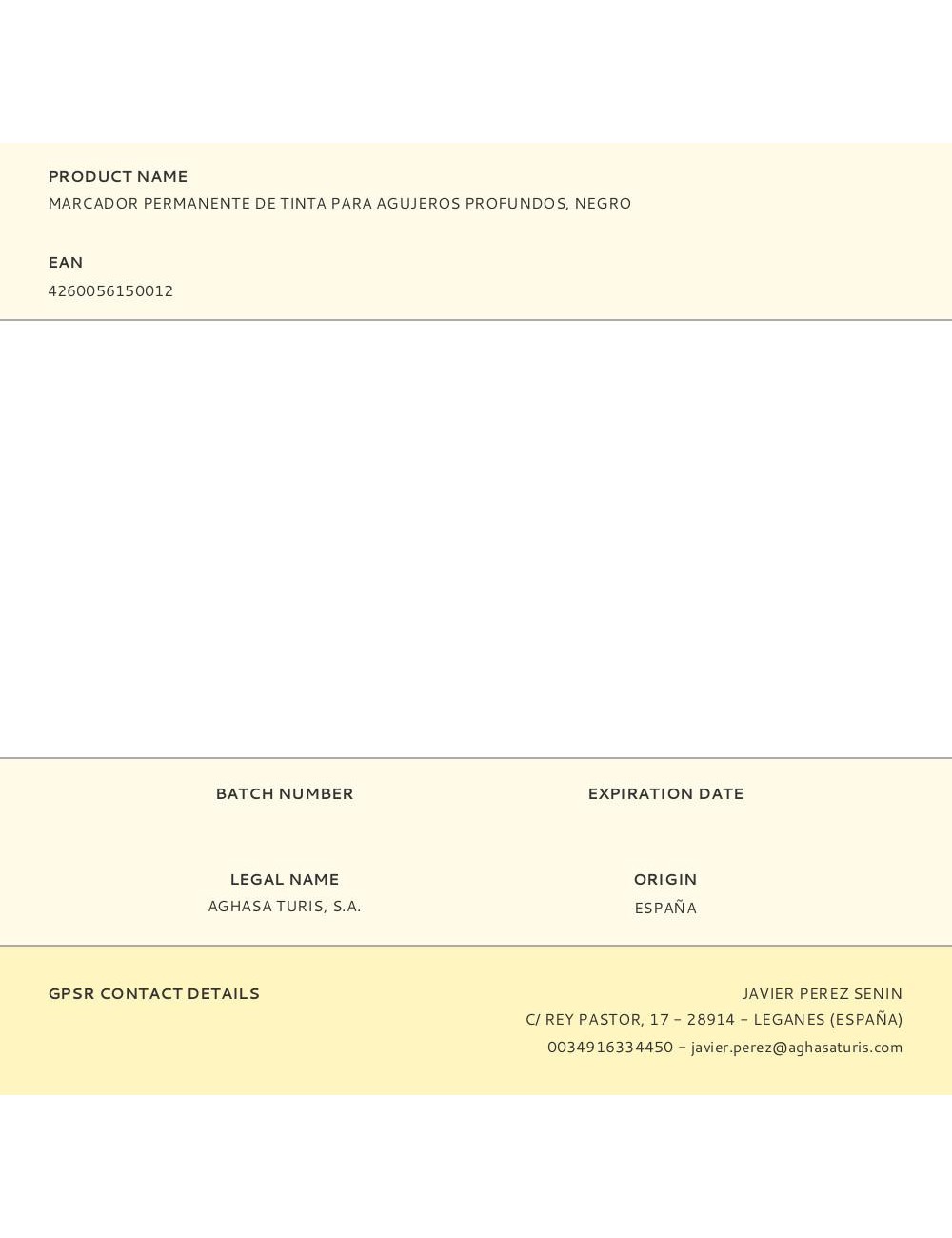 Marcador permanente de tinta para agujeros profundos, negro