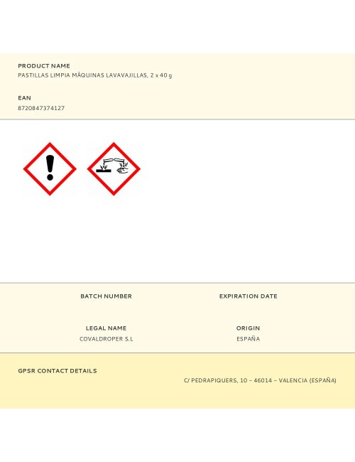Pastillas limpia máquinas lavavajillas, 2 x 40 g