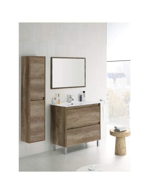 Columna baño suspendida, 2 puertas, marrón nordik