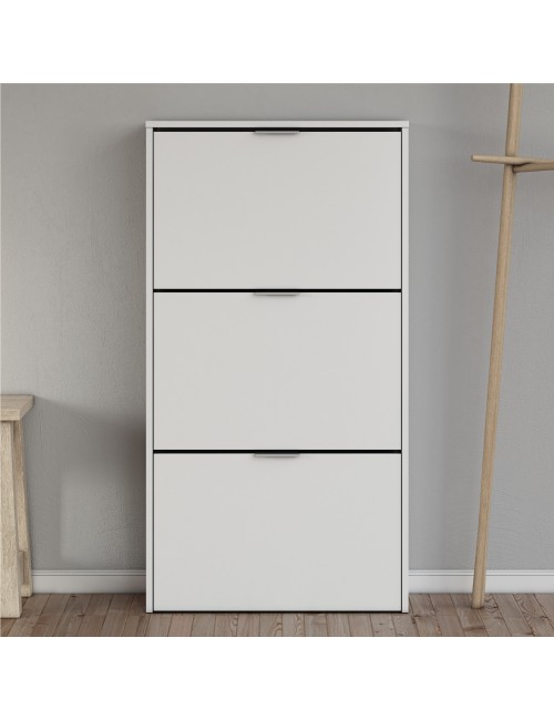 Zapatero 3 puertas abatibles blanco brillo