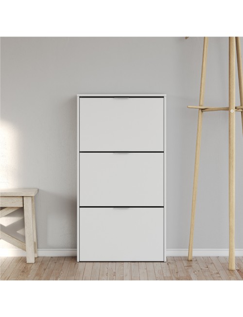 Zapatero 3 puertas abatibles blanco brillo