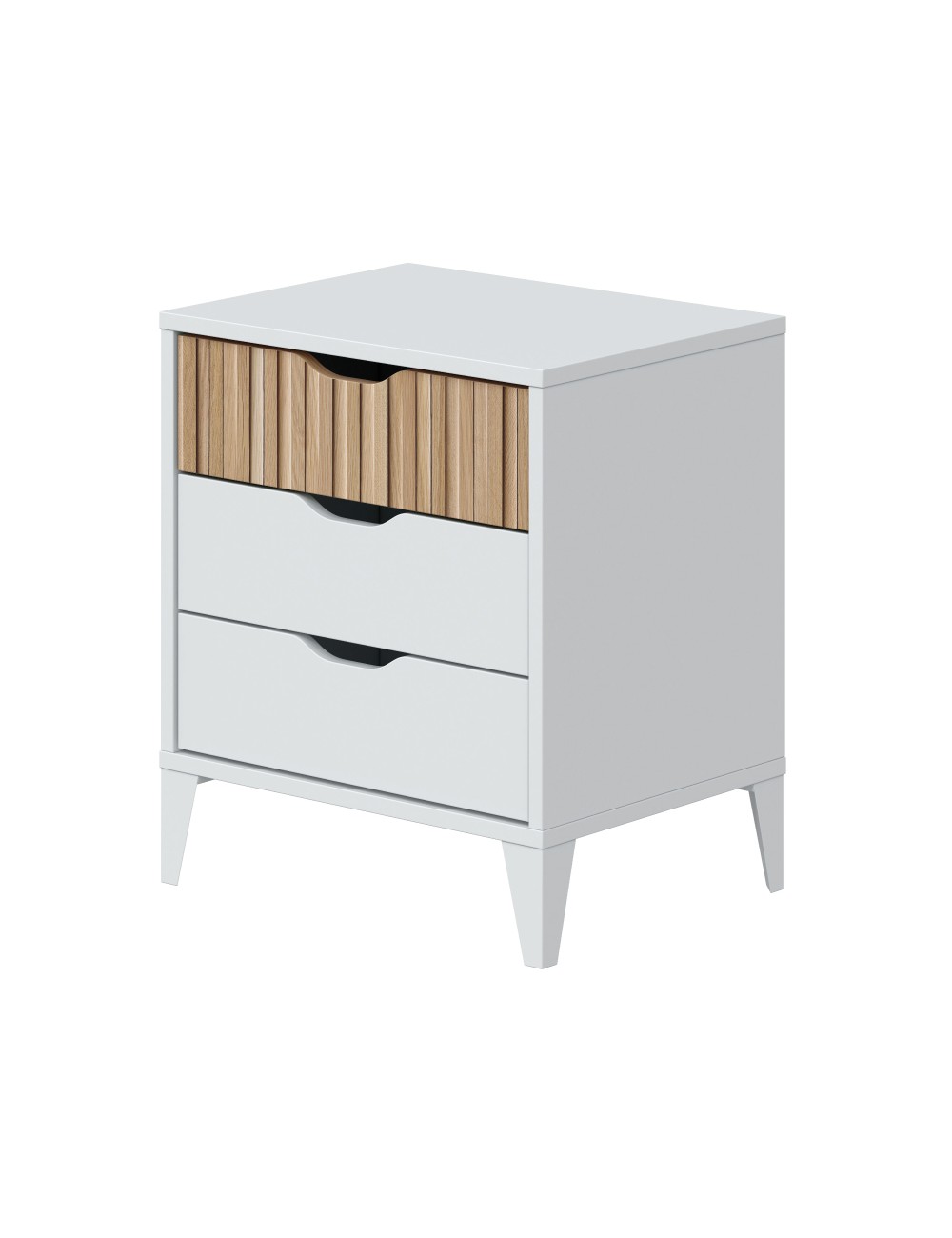 Mesita de noche, 3 cajones, blanco + natural