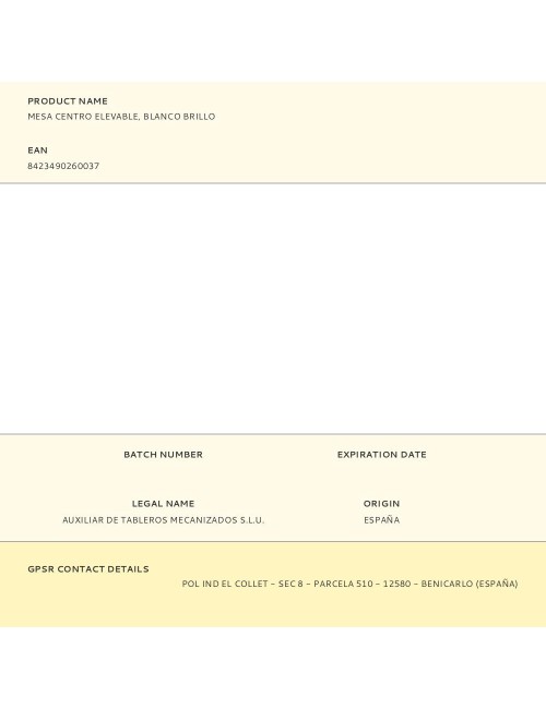 Mesa centro elevable, blanco brillo
