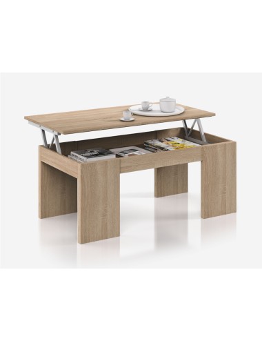 Mesa centro elevable, roble