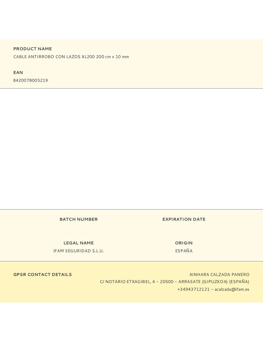 Cable antirrobo con lazos xl200 200 cm x 10 mm