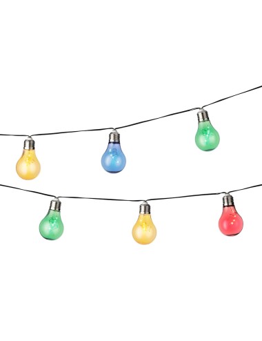 Guirnalda solar con bombillas de colores, 2 funciones, 4,5 m