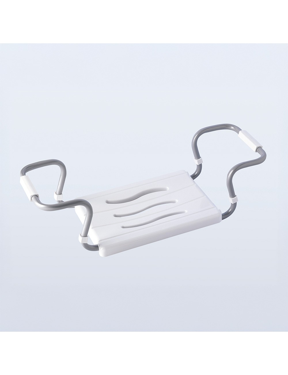 Asiento de bañera regulable (minimo 55 cm, máximo 70 cm), blanco, medida 55-70 x 26 x 18,7 cm
