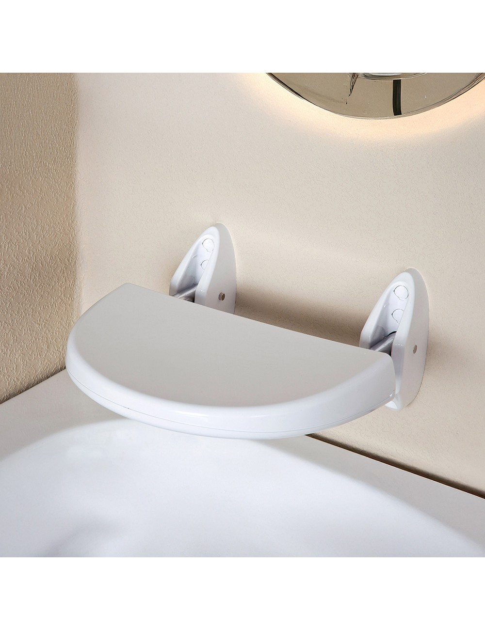 Asiento de pared plegable para bañera, blanco, 36 x 40 cm