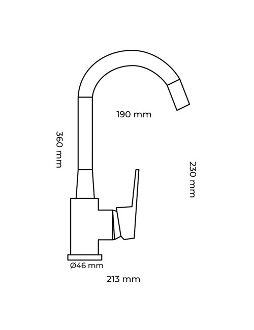 Grifo monomando de cocina caño alto flexible negro serie baiona
