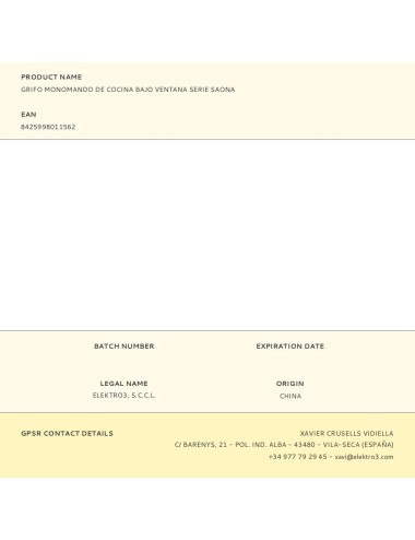 Grifo monomando de cocina bajo ventana serie saona