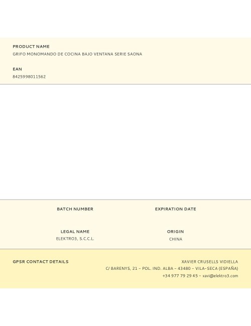 Grifo monomando de cocina bajo ventana serie saona