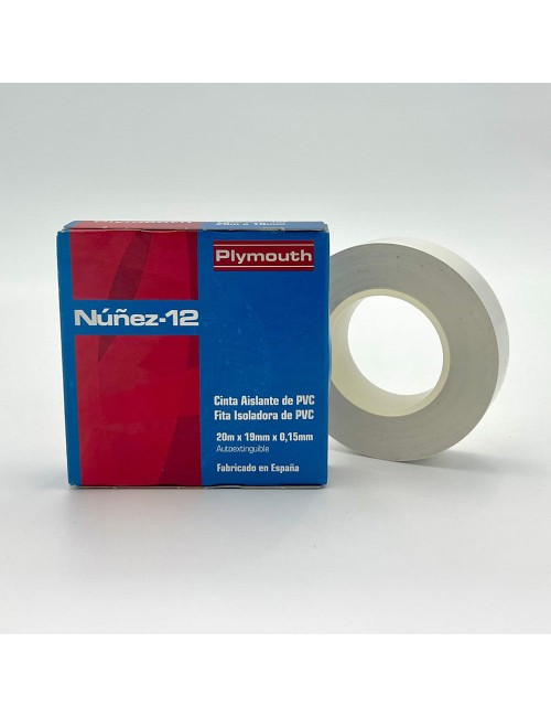Cinta aislante pvc alta adhesión blanca 25 mm x 0,15 mm x 20 m