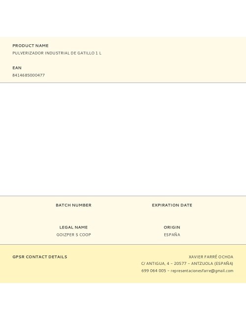 Pulverizador industrial de gatillo 1 l