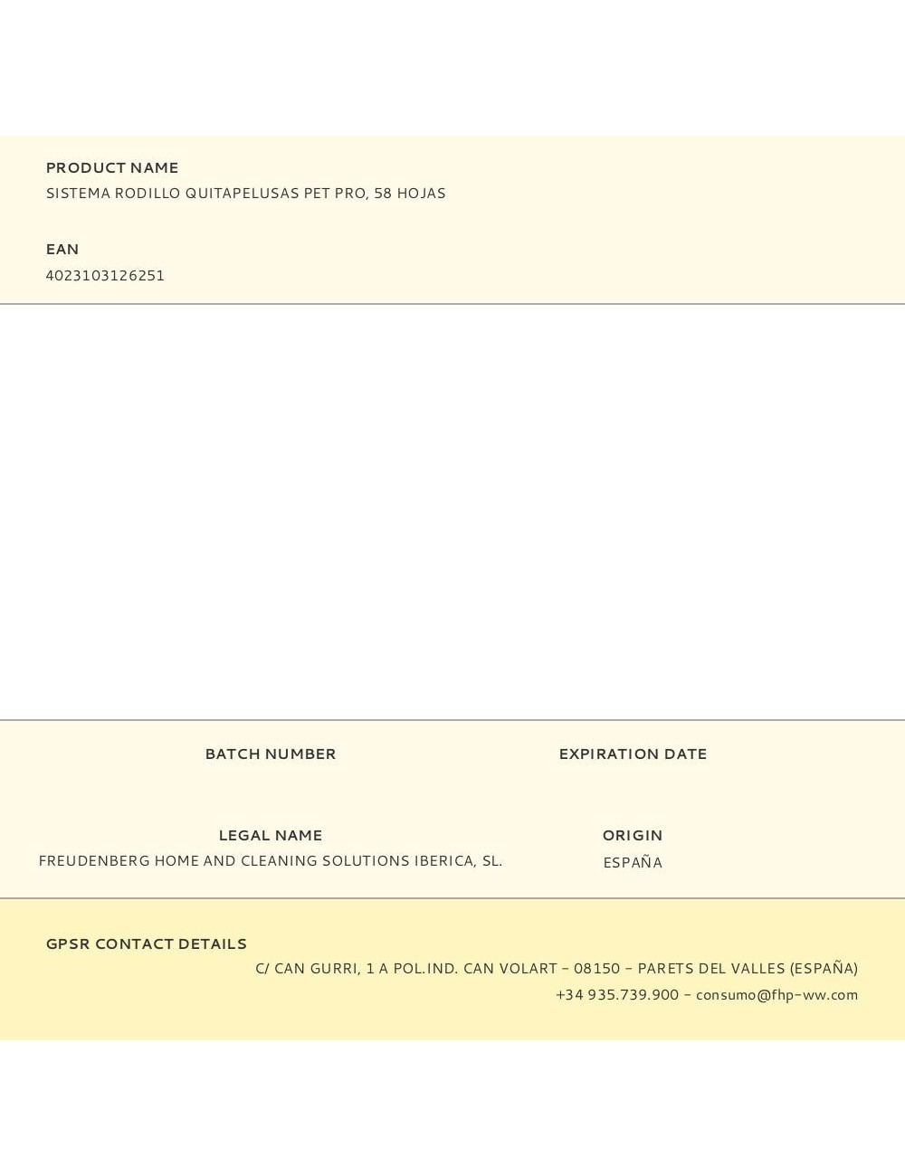 Sistema rodillo quitapelusas pet pro, 58 hojas