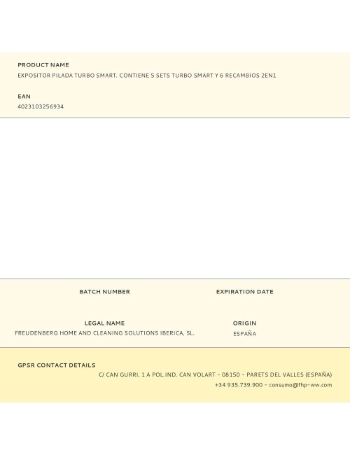 Expositor pilada turbo smart. contiene 5 sets turbo smart y 6 recambios 2en1