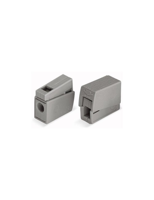 Conector rápido en linea presilla 2 vias, 1 rígido + 1 rígido, semirígido o flexible ø máximo 2,5 mm, gris