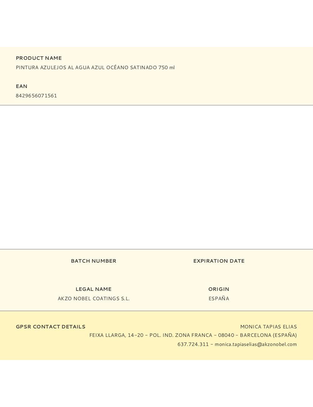 Pintura azulejos al agua azul océano satinado 750 ml