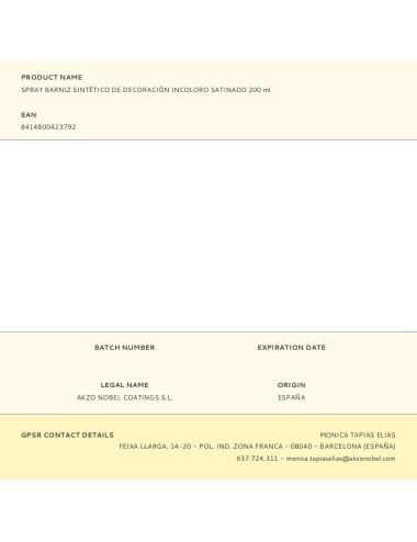 Spray barniz sintético de decoración incoloro satinado 200 ml