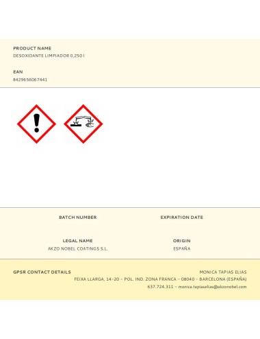 Limpiador desoxidante 250 ml
