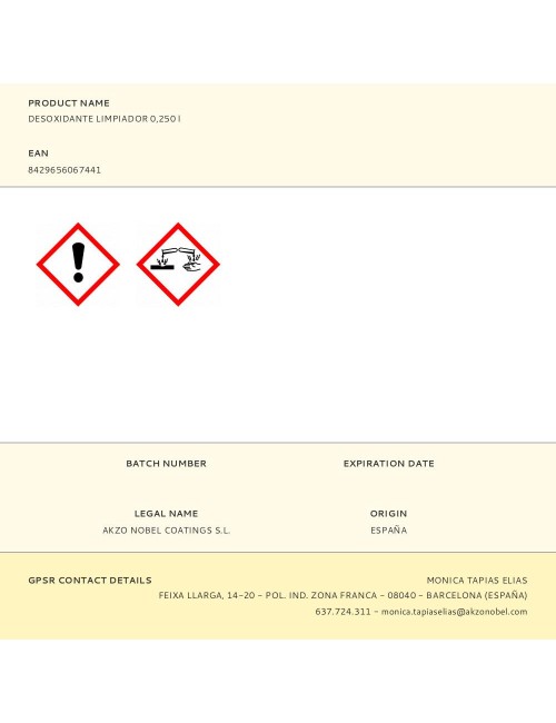 Limpiador desoxidante 250 ml