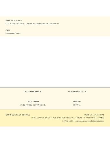 Lasur decorativo al agua incoloro satinado 750 ml