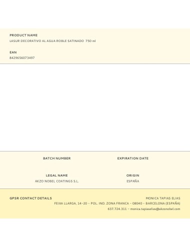 Lasur decorativo al agua roble satinado 750 ml