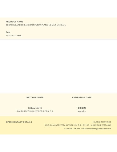 Destornillador bahcofit punta plana 1,2x6,5x125mm