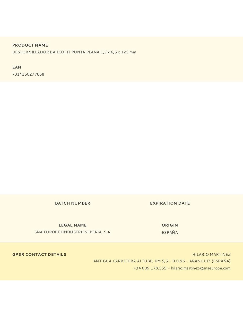 Destornillador bahcofit punta plana 1,2x6,5x125mm