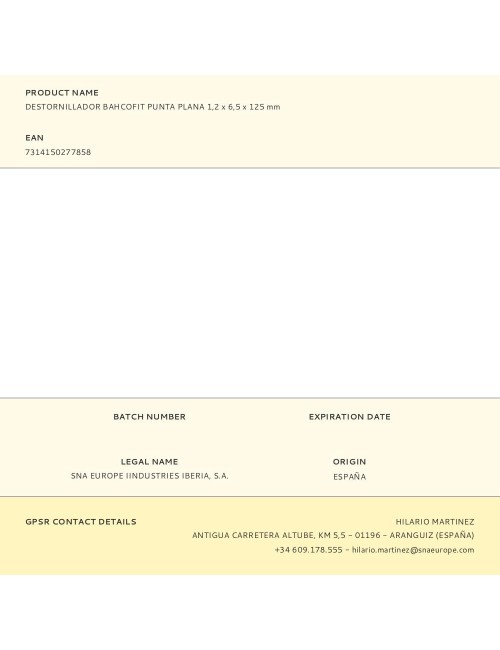 Destornillador bahcofit punta plana 1,2x6,5x125mm