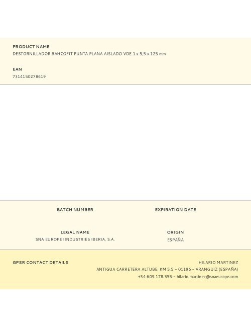 Destornillador bahcofit punta plana aislado vde 1x 5,5x 125mm