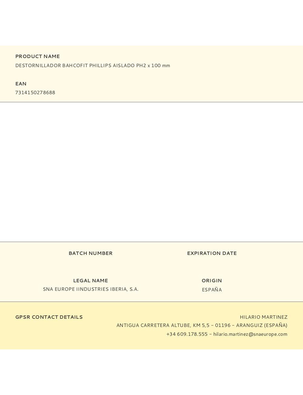 Destornillador bahcofit phillips aislado ph2 x 100 mm