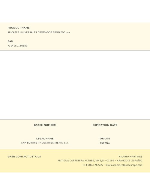 Alicates universales cromados ergo 200 mm