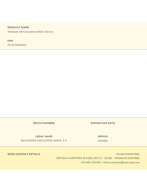 Tenazas articuladas ergo 250 mm