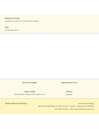 Llaves de vaso 1/4", maletín 25 piezas