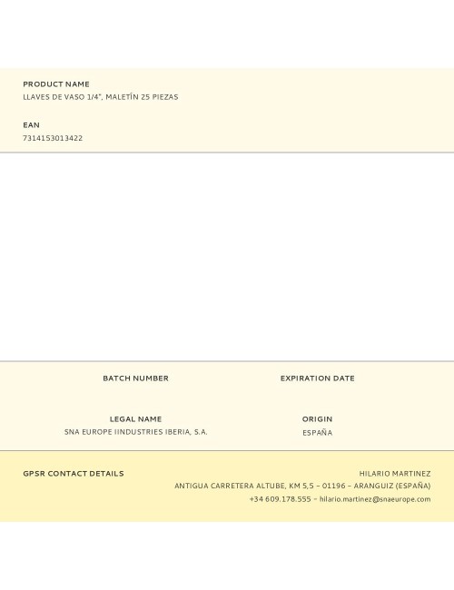 Llaves de vaso 1/4", maletín 25 piezas