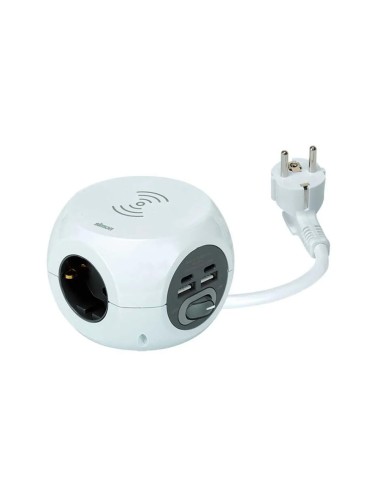 Combiball, carga inalámbrica + 3 tomas (2pt+t) + 2 usb a + 2 usb c, blanca.