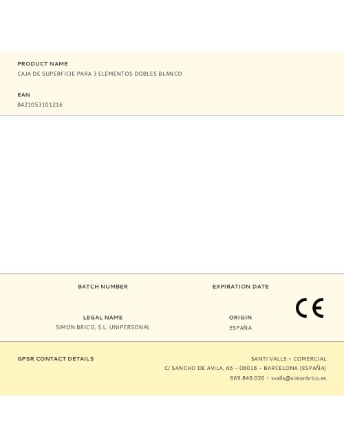 Caja de superficie para 3 elementos dobles blanco
