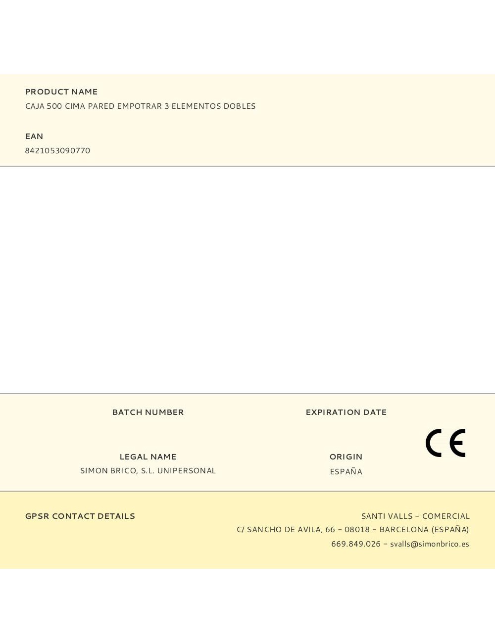 Caja 500 cima pared empotrar 3 elementos dobles