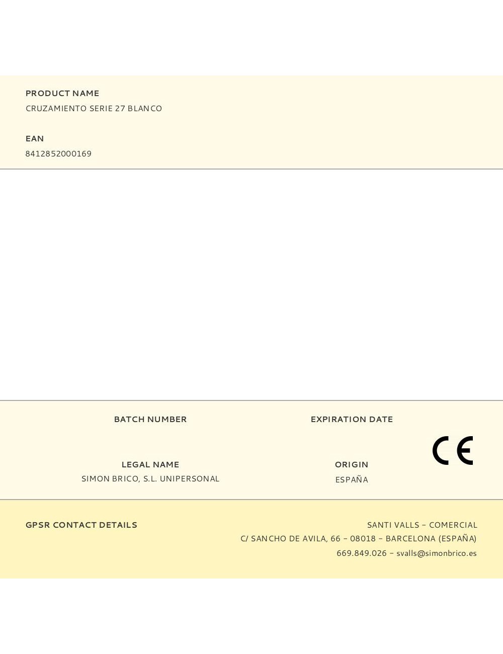 Cruzamiento serie 27 blanco