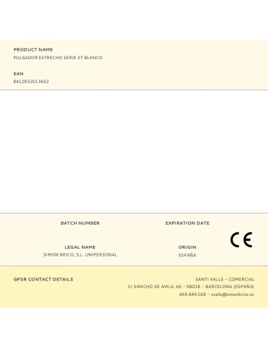 Pulsador estrecho serie 27 blanco