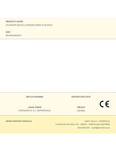 Pulsador ancho luminoso serie 27 blanco