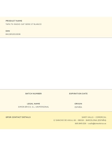 Tapa tv-radio-sat serie 27 blanco