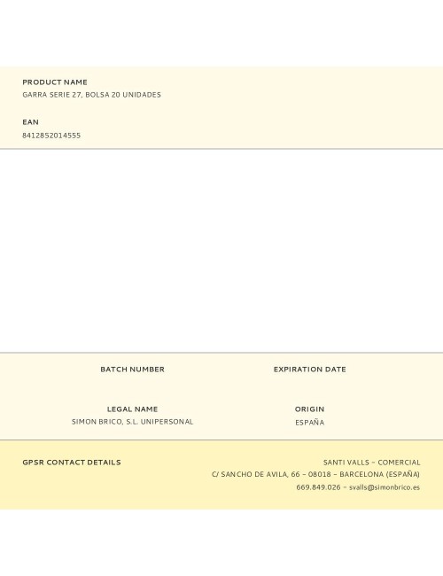 Garra serie 27, bolsa 20 unidades