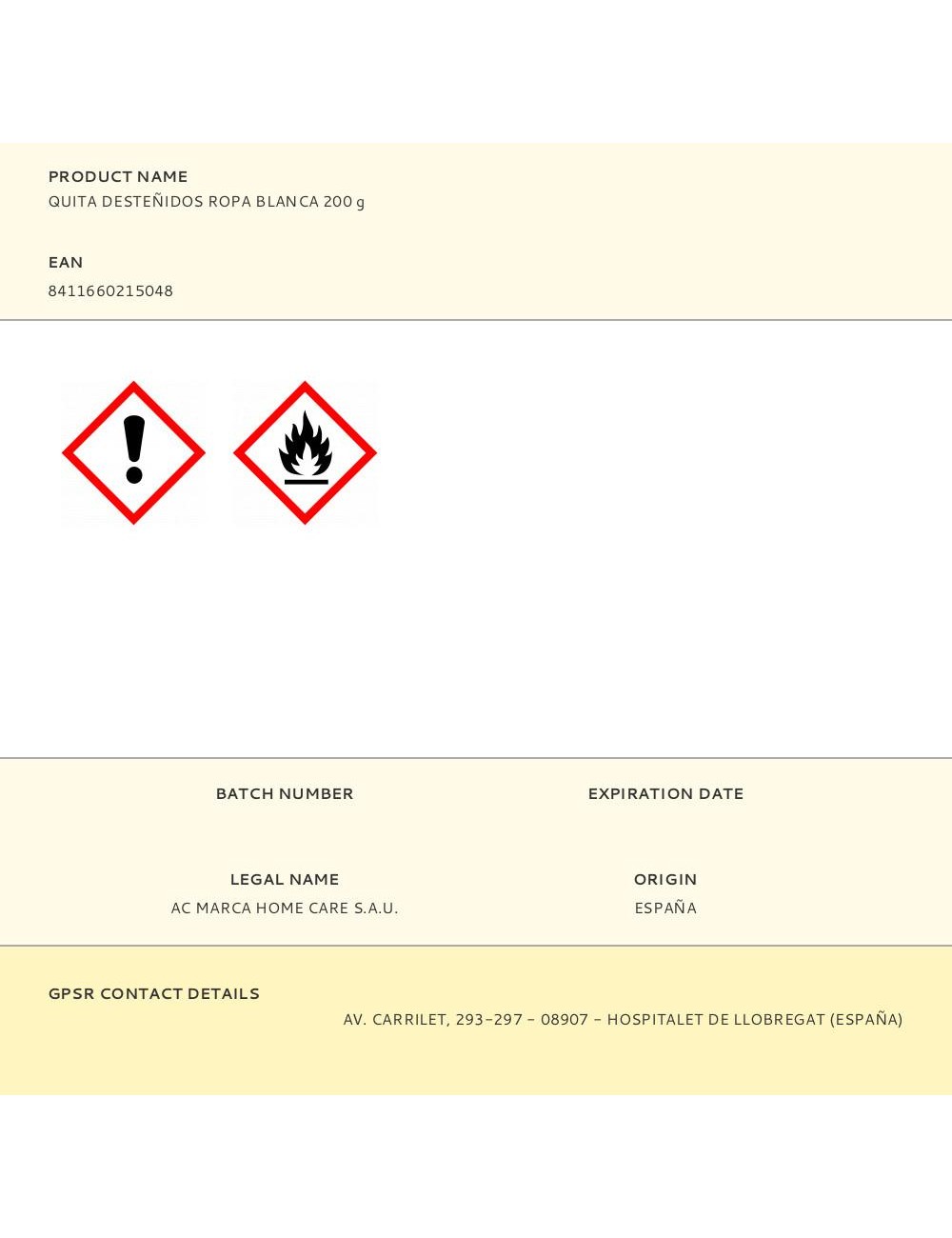 Quita desteñidos ropa blanca 200 g