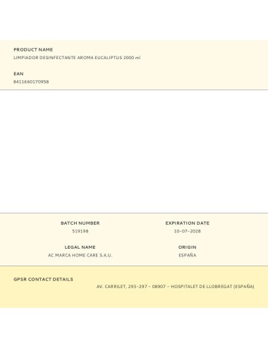 Limpiador desinfectante aroma eucaliptus 2000 ml