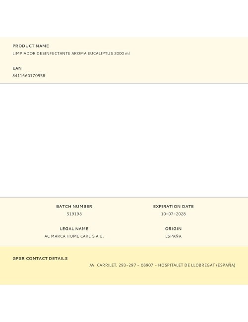 Limpiador desinfectante aroma eucaliptus 2000 ml